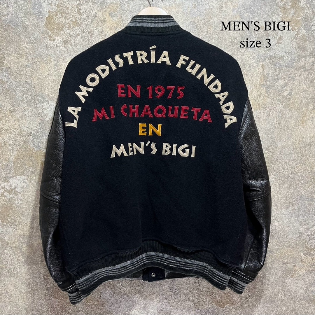 MEN'S BIGI(メンズビギ)のMEN'S BIGI メンズビギ 刺繍 スタジャン 袖レザー ウール メンズのジャケット/アウター(スタジャン)の商品写真