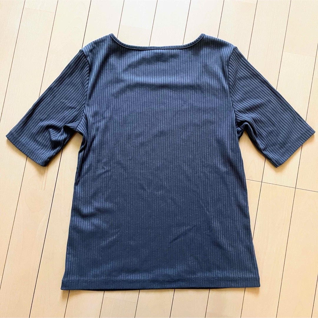 UNIQLO(ユニクロ)のUNIQLO ユニクロ Ｔシャツ 半袖 リブニット レディース レディースのトップス(Tシャツ(半袖/袖なし))の商品写真