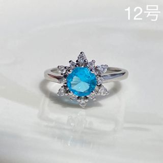 雪の結晶 ブルートパーズカラー CZダイヤ 925 シルバー リング(リング(指輪))