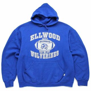 Russell Athletic - RUSSELLラッセル ELLWOOD CITY BIG BLUE WOLVERINES アメフト スウェットパーカー 青 L★フーディー カレッジ スポーツ フットボール