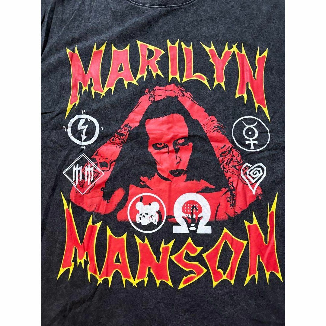 MARILYN MANSON　ダメージ　ノースリーブ　Tシャツ　ブラック　XL メンズのトップス(Tシャツ/カットソー(半袖/袖なし))の商品写真