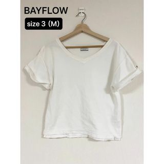 BAYFLOW  ベイフロー カットソー 半袖 コットン ホワイト　Ｖネック