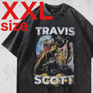 トラヴィススコット　TRAVIS　アース　ラップ　半袖Tシャツ　ブラック　XXL(Tシャツ/カットソー(半袖/袖なし))