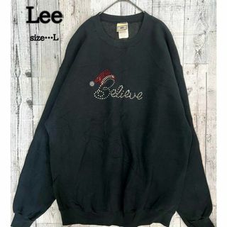 お買い得サイズ Lee 大人気ダークネイビー L ♪ ゆるだほのスウェット(スウェット)