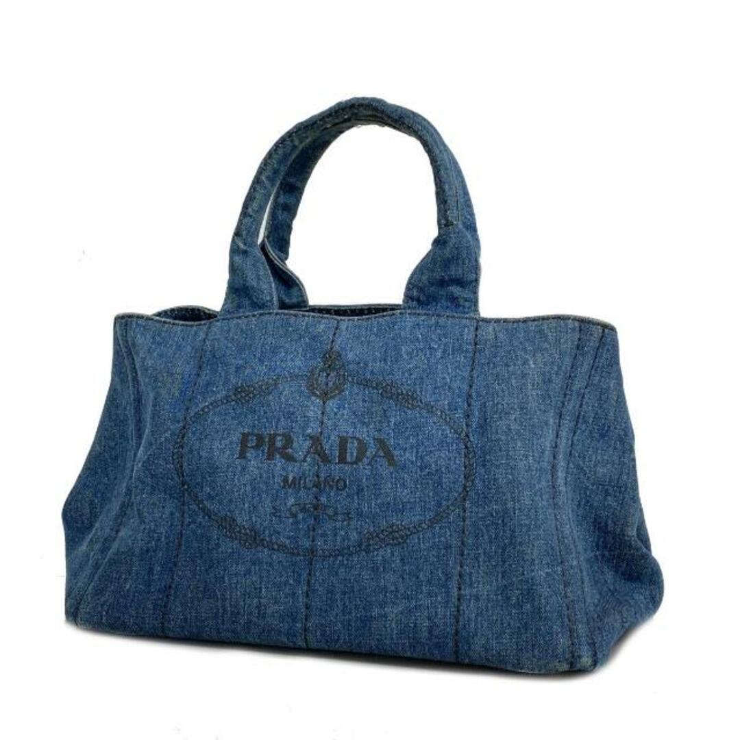 PRADA(プラダ)の【4hd5489】プラダ トートバッグ/カナパ/デニム/ブルー/ゴールド金具 【中古】 レディース レディースのバッグ(トートバッグ)の商品写真