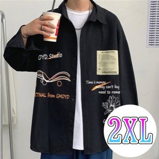 【早い者勝ち】　カジュアル　ストリート　メンズ　シャツ　オーバーサイズ　２ＸＬ　(シャツ)