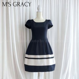 エムズグレイシー(M'S GRACY)のM'S GRACY*裾ボーダーワンピース(ひざ丈ワンピース)