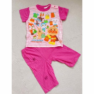 アンパンマン 半袖 パジャマ 薄くて軽い Tシャツ素材 ピンク(Tシャツ/カットソー)