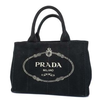 プラダ(PRADA)の【4hd5472】プラダ ハンドバッグ/カナパ/キャンバス/ブラック/ゴールド金具 【中古】 レディース(ハンドバッグ)