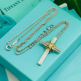 ティファニー(Tiffany & Co.)のTiffany ネックレス　シグネチャー　クロス　コンビ　925 750(ネックレス)