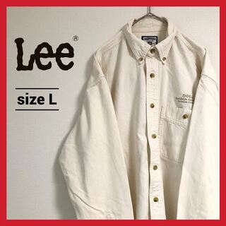 90s 古着 リー BDシャツ 白シャツ オーバーサイズ 企業ロゴ L 