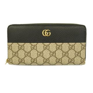 グッチ(Gucci)の【4he5607】グッチ 長財布/GGマーモント/GGスプリーム/456117/PVC/レザー/ブラウン/ブラック/ゴールド金具 【中古】 レディース(財布)