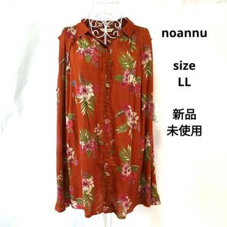 noannu　インド製　ノースリーブシャツ　花柄シャツ　ノースリーブブラウス(シャツ/ブラウス(半袖/袖なし))