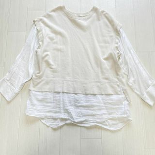 w closet - ダブルクローゼット トップス スウェット ブラウス 切り替え オーバーサイズ