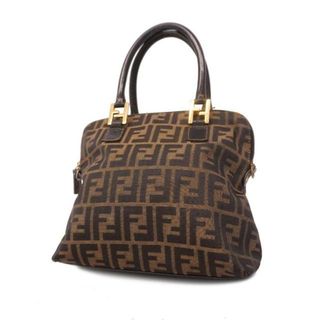 フェンディ(FENDI)の【4he5648】フェンディ ハンドバッグ/ズッカ/ナイロンキャンバス/カーキ/ゴールド金具 【中古】 レディース(ハンドバッグ)