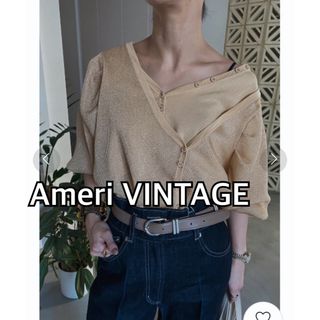 Ameri VINTAGE - Ameriアメリヴィンテージ　シアースリーブニットカーディガン★ゴールドベージュ