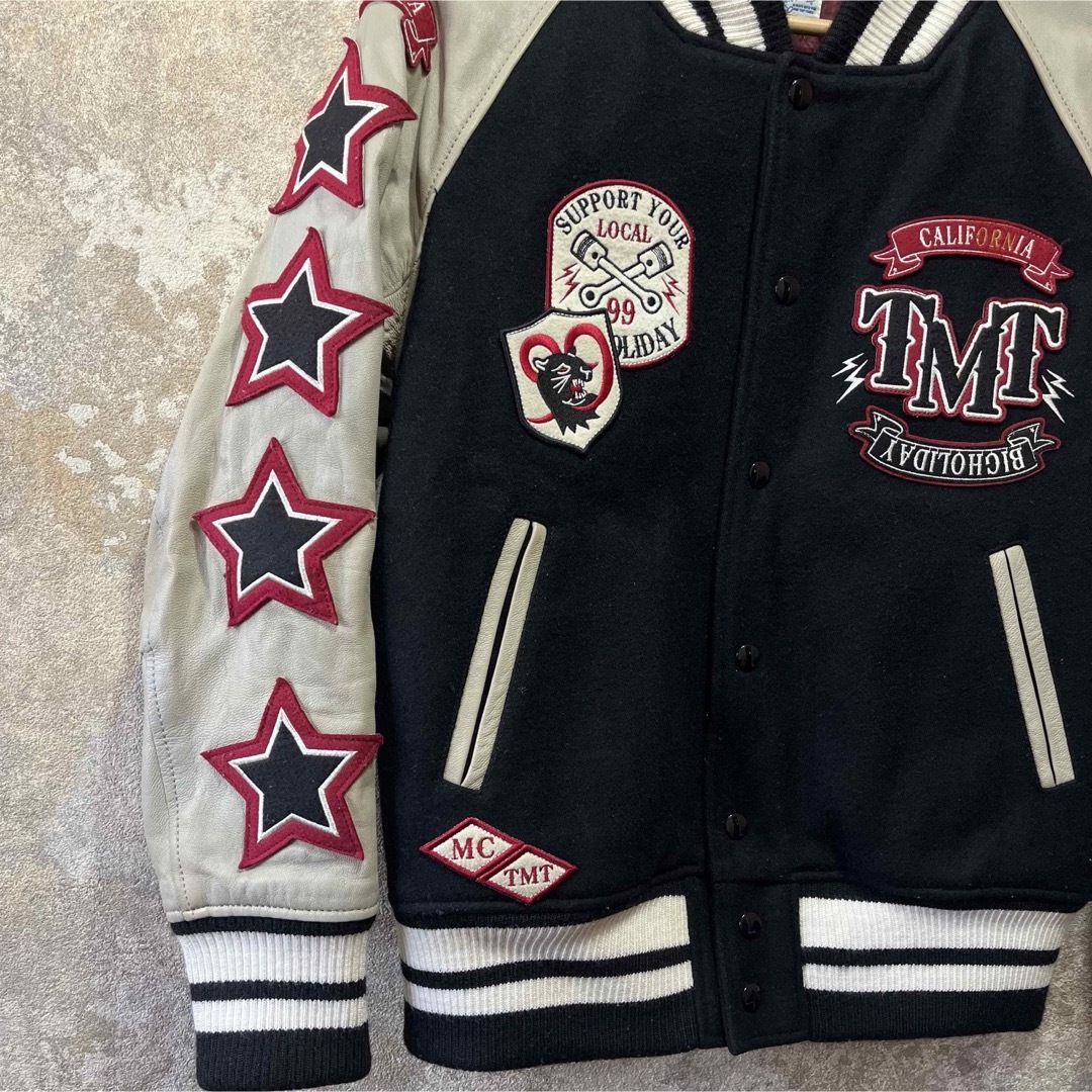 TMT - TMT ティーエムティー スタジャン ワッペン 袖レザーの TMT - TMT ティーエムティー スタジャン ワッペン 袖レザーの