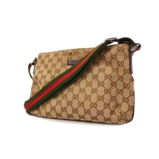 グッチ(Gucci)の【4he5690】グッチ ショルダーバッグ/GGキャンバス/シェリーライン/189749/キャンバス/ブラウン/シルバー金具 【中古】 レディース(ショルダーバッグ)