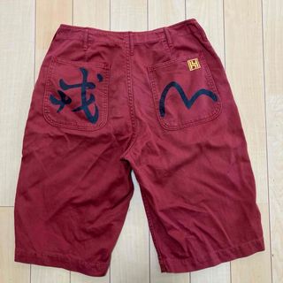 エビス(EVISU)のEVISU hidehiko yamane ハーフパンツ　赤　サイズ32(ショートパンツ)