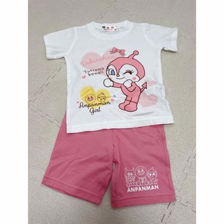 女の子　夏服　半袖　セットアップ　上下セット Tシャツ　ピンク アンパンマン (Tシャツ/カットソー)