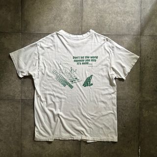 ヴィンテージ(VINTAGE)の90s メッセージtシャツ USA製 ホワイト XL相当 バックプリント(Tシャツ/カットソー(半袖/袖なし))