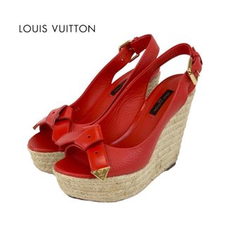 ルイヴィトン(LOUIS VUITTON)のルイヴィトン LOUIS VUITTON サンダル 靴 シューズ レザー レッド エスパドリーユ ウェッジソール(サンダル)