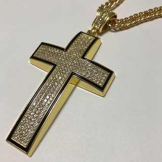 十字架 クロス ゴールド ネックレス HIPHOP ブリンブリン ビッグサイズ(ネックレス)