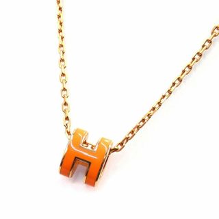 エルメス(Hermes)の極美品 エルメス アクセサリー HERMES ネックレス ペンダント ミニ ポップ アッシュ H オレンジ ピンクゴールド金具 OJ10447(ネックレス)