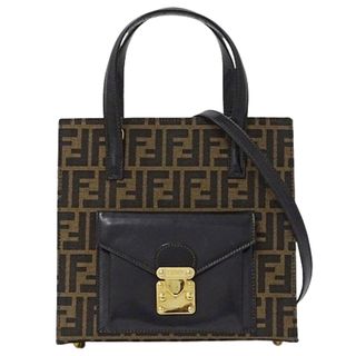 FENDI - フェンディ FENDI バッグ レディース ブランド ハンドバッグ ショルダーバッグ 2way ズッカ ナイロン ブラウン ブラック 09145471 おしゃれ 斜め掛け 【中古】