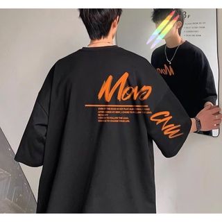 【ＸＬ】メンズ　オーバーサイズ　ストリート　半袖　黒　ブラック　ロゴ　カジュアル(Tシャツ/カットソー(半袖/袖なし))