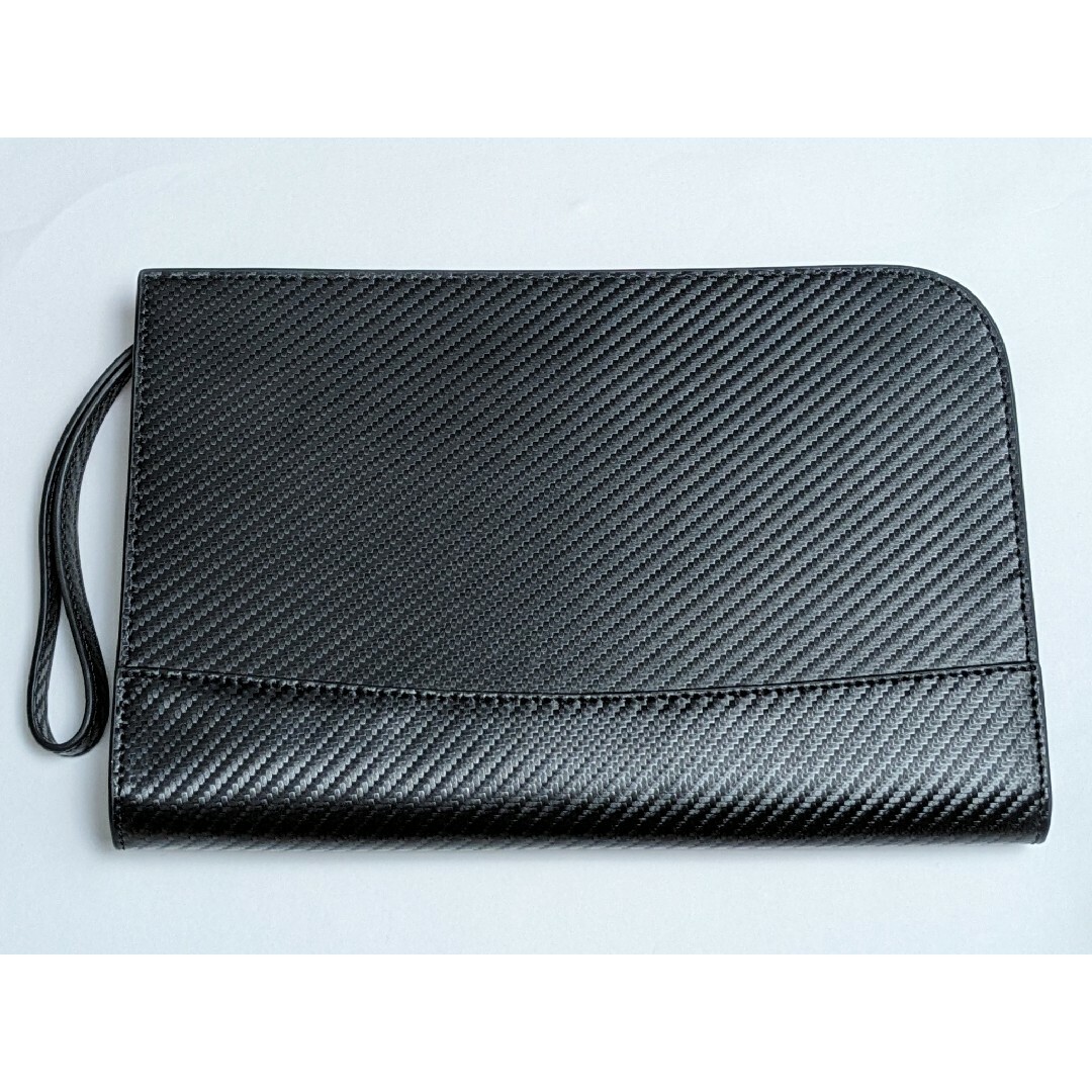 PHLOX フロックス クラッチバッグ B5 カーボンレザー ブラック メンズのバッグ(セカンドバッグ/クラッチバッグ)の商品写真
