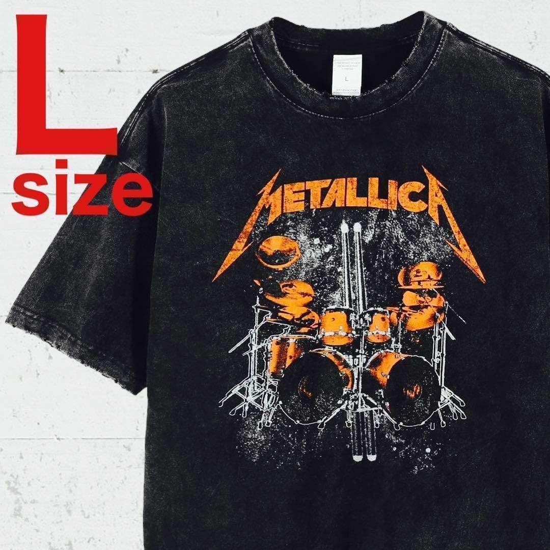 メタリカ　METALLICA　ドラム　ロック　バンド　Tシャツ　L　ブラック メンズのトップス(Tシャツ/カットソー(半袖/袖なし))の商品写真