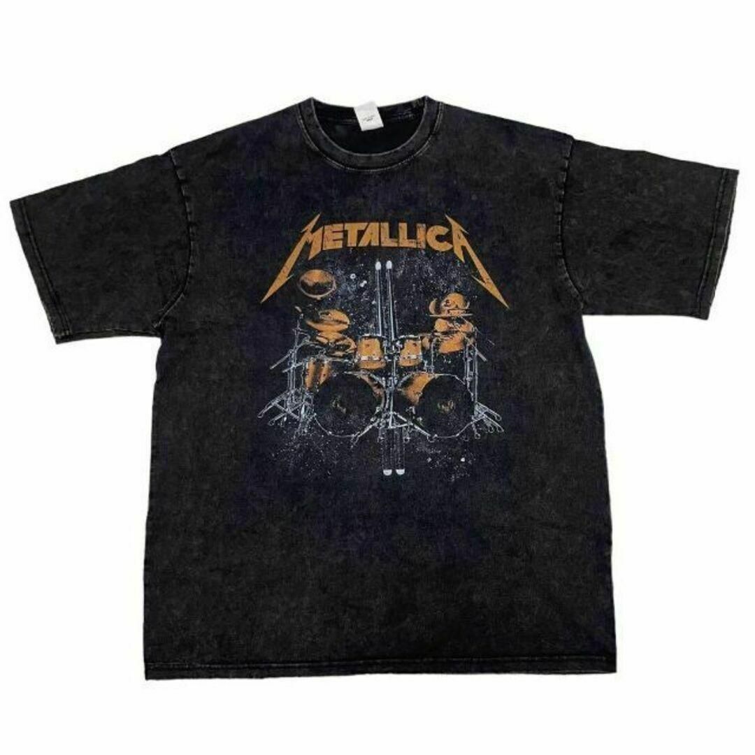 メタリカ　METALLICA　ドラム　ロック　バンド　Tシャツ　L　ブラック メンズのトップス(Tシャツ/カットソー(半袖/袖なし))の商品写真