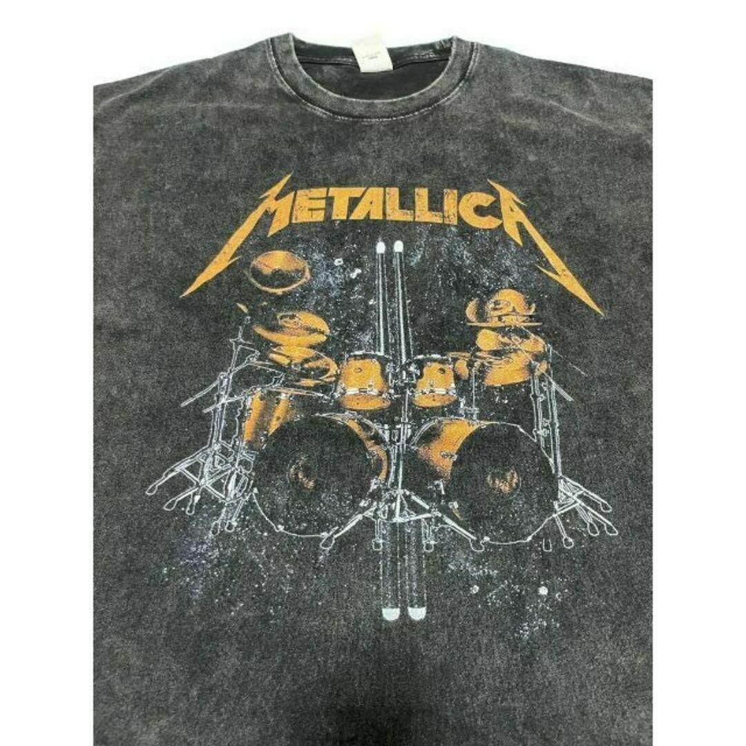 メタリカ　METALLICA　ドラム　ロック　バンド　Tシャツ　L　ブラック メンズのトップス(Tシャツ/カットソー(半袖/袖なし))の商品写真