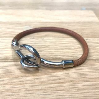 エルメス(Hermes)の超美品 エルメス ジャンボ ブレスレット レザー ナチュラル シルバー金具(ブレスレット/バングル)