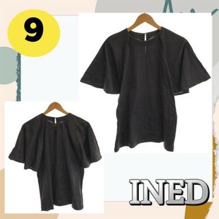 イネド(INED)のイネド トップス カットソー シンプル ドルマン袖 半袖 ブラック 9 日本製(Tシャツ/カットソー(半袖/袖なし))