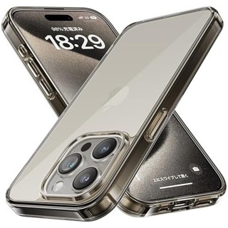 耐衝撃 ワイヤレス充電対応　iPhon15Proクリアケース　ブラウン(iPhoneケース)