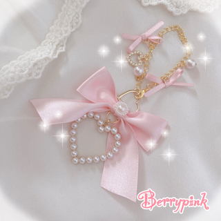 Berrypink♡量産型ハートパールとピンクリボンのバッグチャーム♡(チャーム)
