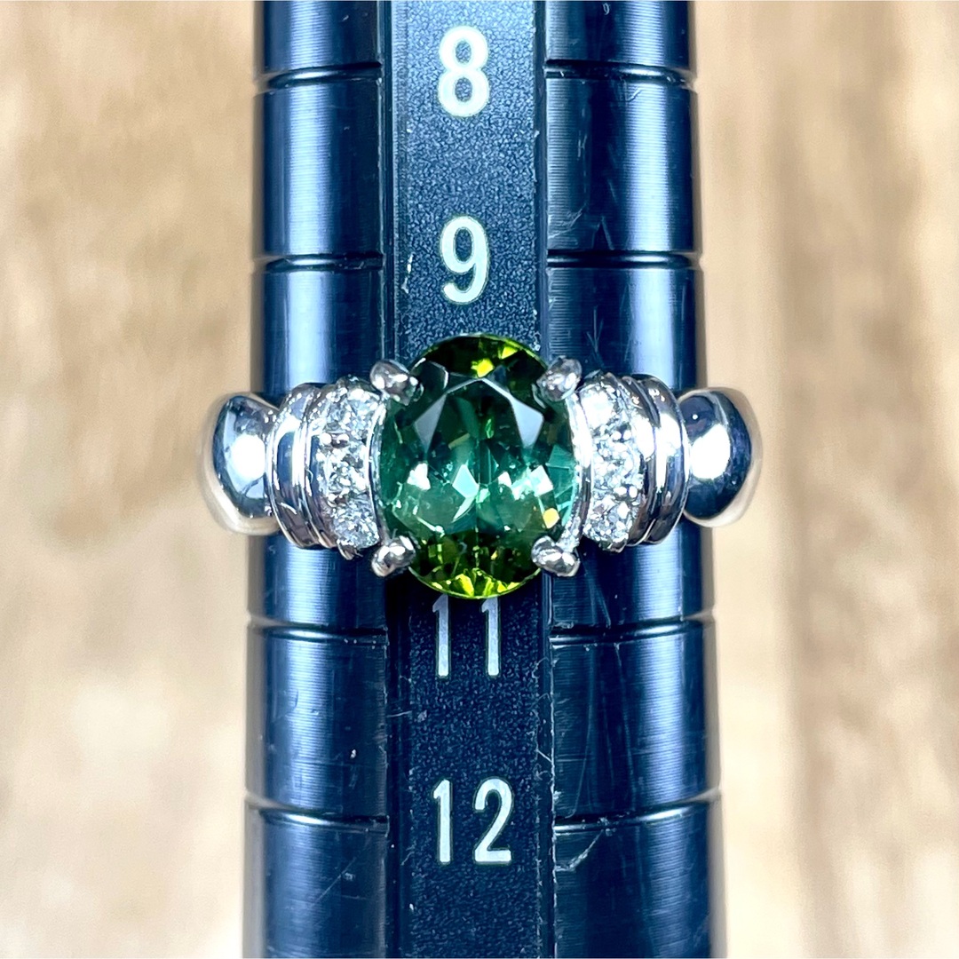 鮮やか！Pt900 グリーントルマリン ダイヤ リング 5.37g  M1825 レディースのアクセサリー(リング(指輪))の商品写真