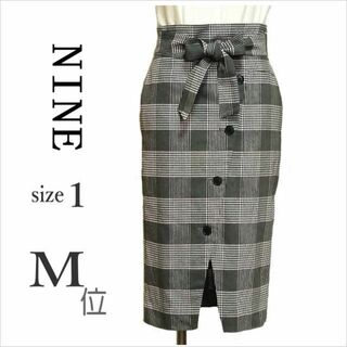 NINE - ［NINE］チェック柄フロントスリットタイトスカート ナイン 日本製 1 M位