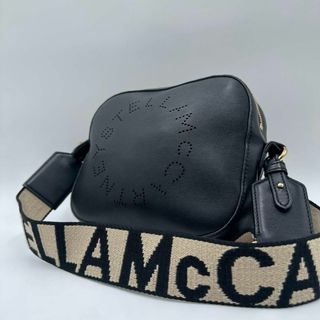 ステラマッカートニー(Stella McCartney)の現行 極美品 ステラマッカートニー サークルロゴ カメラバッグ パンチング 黒(ショルダーバッグ)