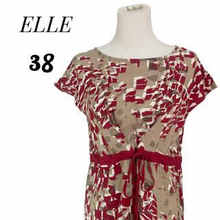 ELLE - ELLE  エル　レディース　半袖　膝丈ワンピース　38   レッド