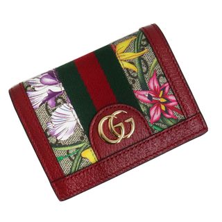 グッチ(Gucci)のグッチ オフィディア GGフローラ コンパクト 二つ折り財布 GGスプリームキャンバス レザー レッド ベージュ 赤 ゴールド金具 523155 GUCCI（新品・未使用品）(財布)