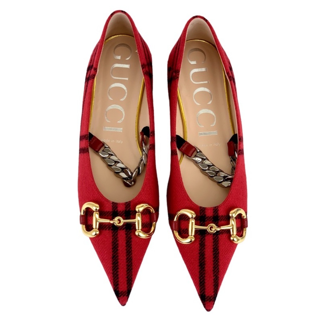 グッチ GUCCI パンプス 靴 シューズ ウール レッド 未使用 グッチ GUCCI パンプス 靴 シューズ ウール レッド 未使用