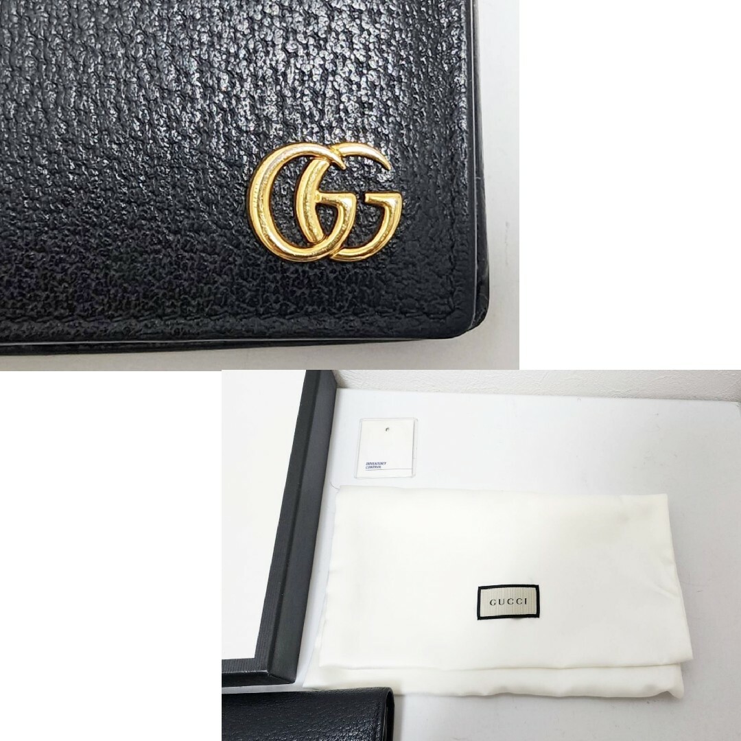 Gucci(グッチ)のグッチ GGマーモント 長財布 レザー ブラック メンズ 本革 二つ折り(中古) メンズのファッション小物(長財布)の商品写真