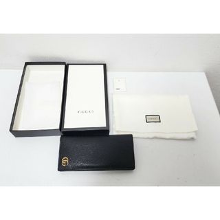 グッチ(Gucci)のグッチ GGマーモント 長財布 レザー ブラック メンズ 本革 二つ折り(中古)(長財布)