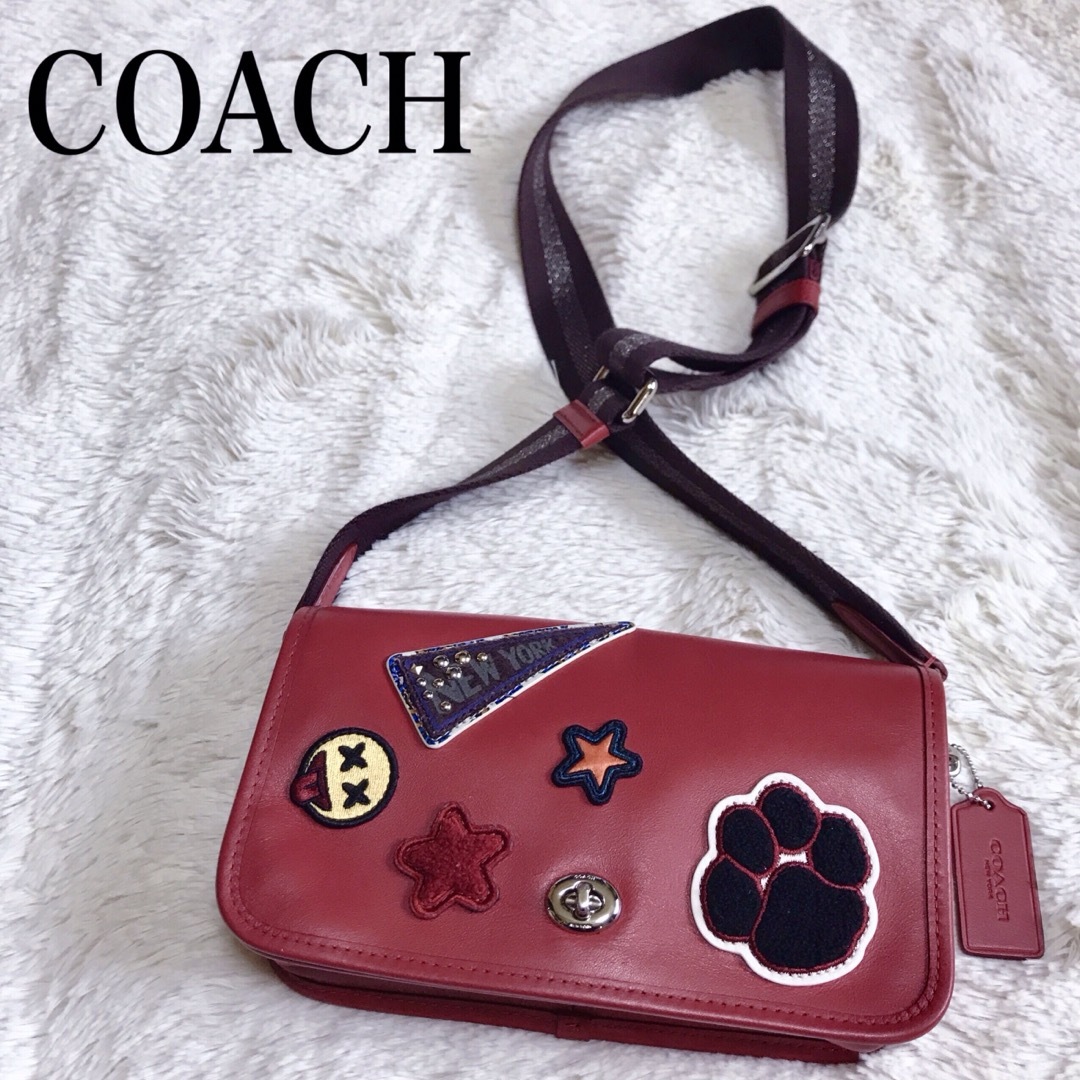 COACH(コーチ)の極美品 COACH ウィズ バーシティ パッチズ ペニー ショルダーバッグ レディースのバッグ(ショルダーバッグ)の商品写真