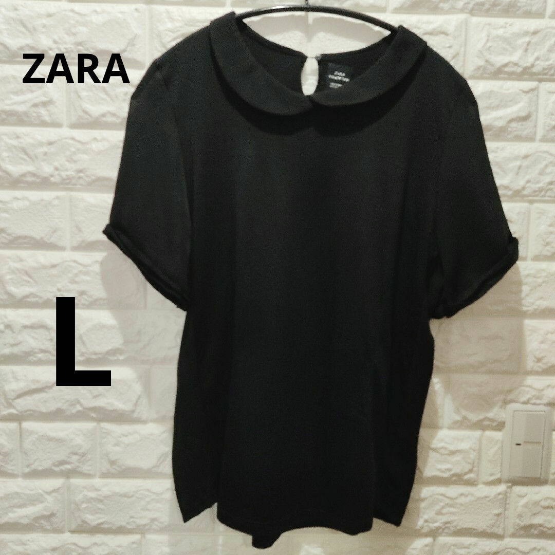 ZARA(ザラ)のZARA  COLLECTION  ザラ  丸襟  異素材 Tシャツ カットソー レディースのトップス(Tシャツ(半袖/袖なし))の商品写真