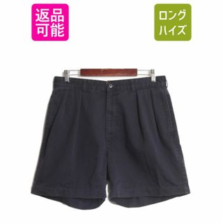 ラルフローレン(Ralph Lauren)の90s ポロ ラルフローレン コットン ショートパンツ メンズ 34 / 古着 オールド 短パン 半パン ショーツ ポロチノ ハーフパンツ 2タック 紺(ショートパンツ)