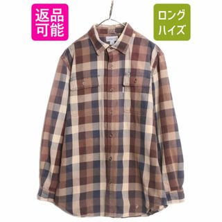 US企画 カーハート チェック 長袖 ヘビー フランネル シャツ メンズ L / 古着 Carhartt ワーク ネルシャツ 厚手 コットン 廃盤 長袖シャツ(シャツ)